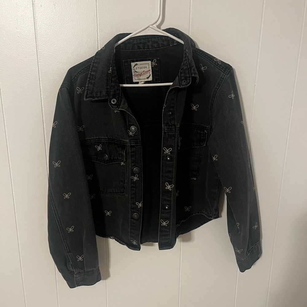 Stoosh Dark Jean Jacket with Embroidered Details